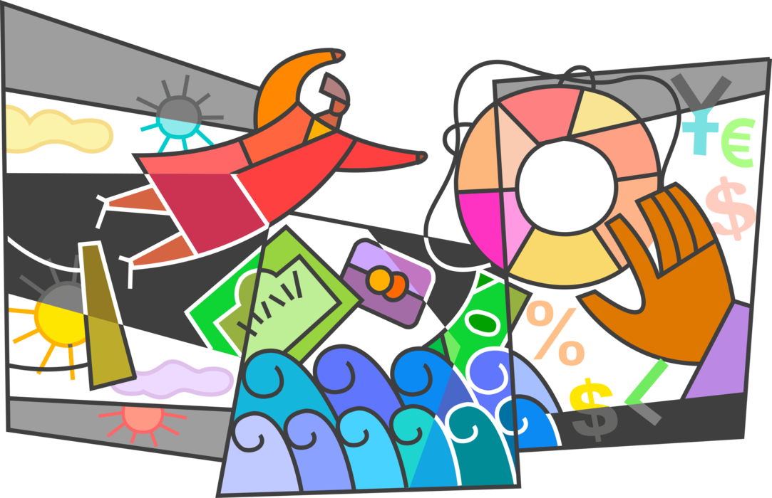 Vector Illustration Of Jumping From Trapeze Over Turbulent - Vector Illustration Of Jumping From Trapeze Over Turbulent (1083x700)