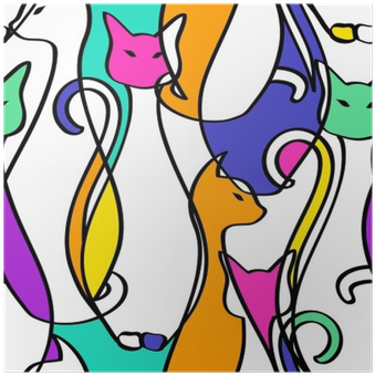 Seamless Pattern Of Geometric Abstract Cats - Geometry (400x400)