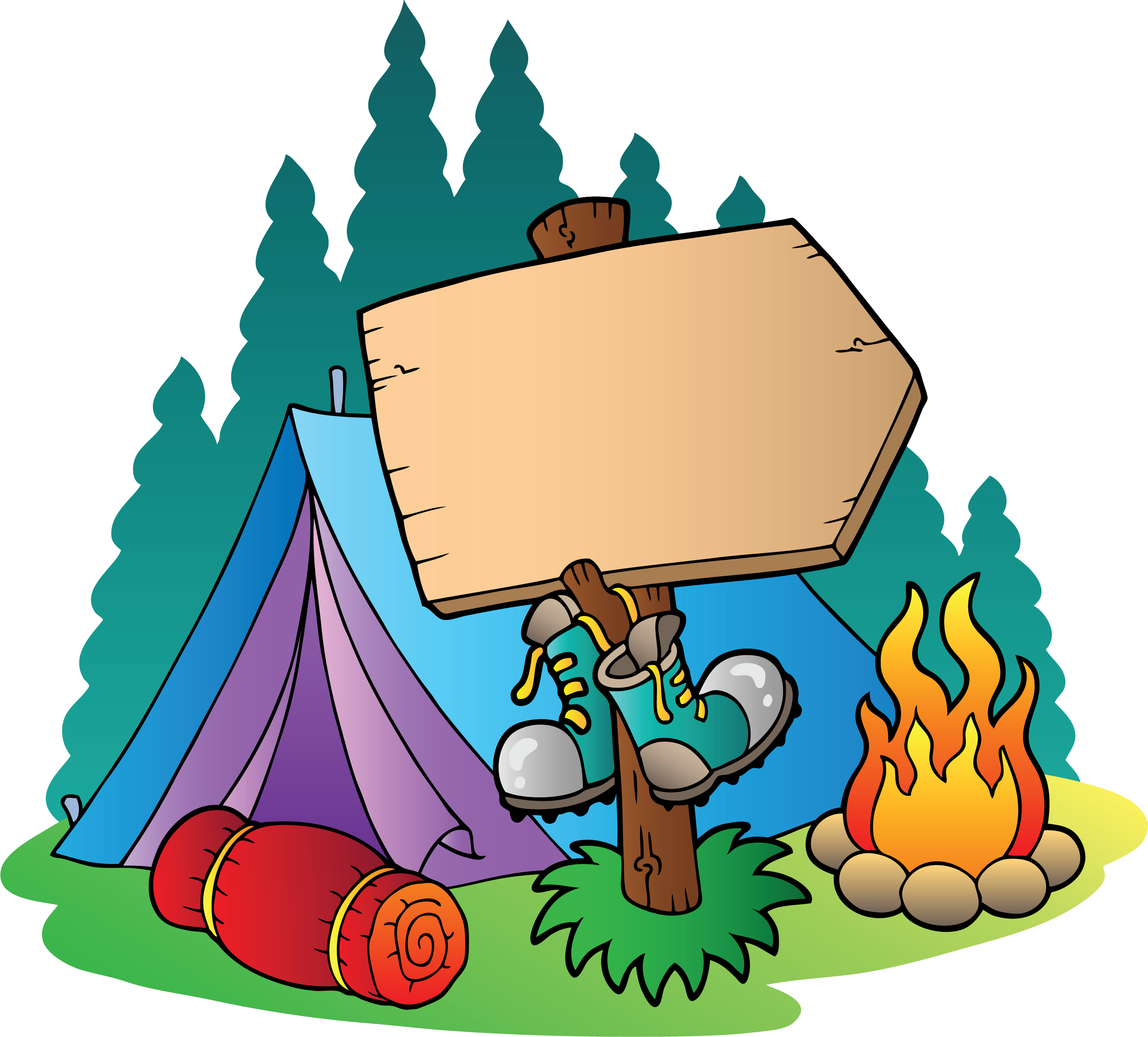 Camping Campsite Campfire Clip Art - Camping Campsite Campfire Clip Art (3000x2710)