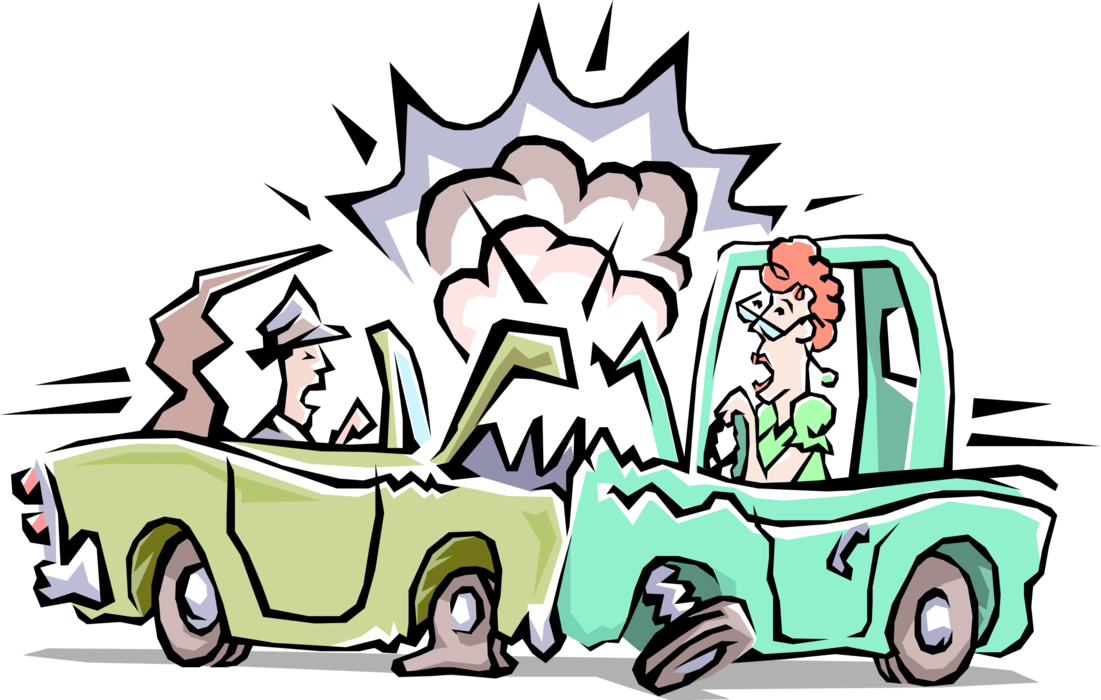 Vector Illustration Of Head-on Collision Traffic Accident - It's Not Your Turn! [book] (1101x700)