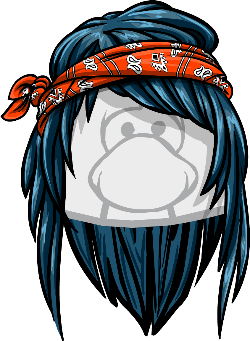 The Roll Bandana - Club Penguin Black Hair (1152x1152)