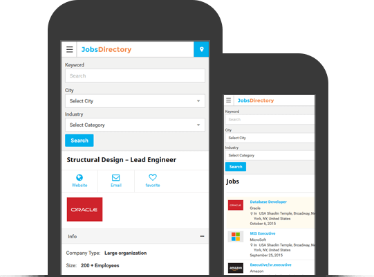 Jobsdirectory Wordpress Mobile App View Theme - Mobile App Job Listing (541x400)
