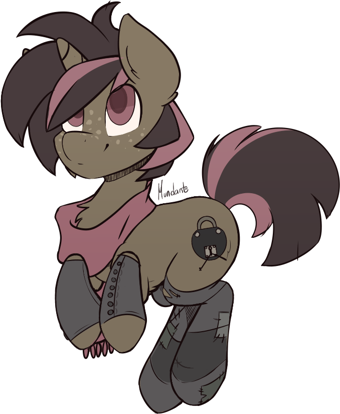 Mundante, Bandana, Clothes, Freckles, Hooves Up, Looking - Cartoon (776x949)