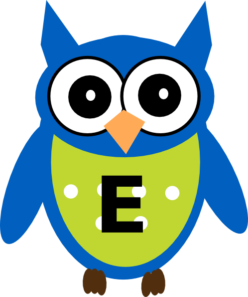 Blue Owl E - Wise Owl Clipart (498x595)