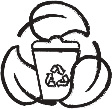 Recycle Can With Natural Leaves - Sketch (550x550)