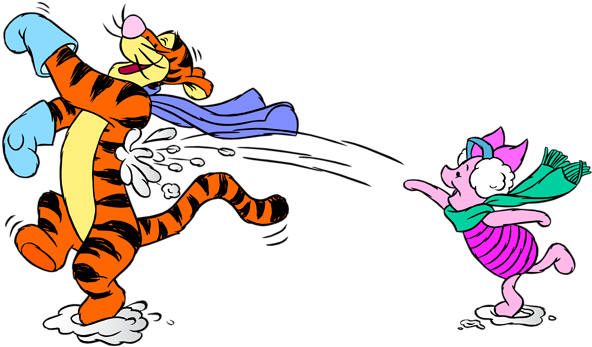 Tigger And Piglet With Snowballs Png Clip Art Image - Snowballs Png (600x350)