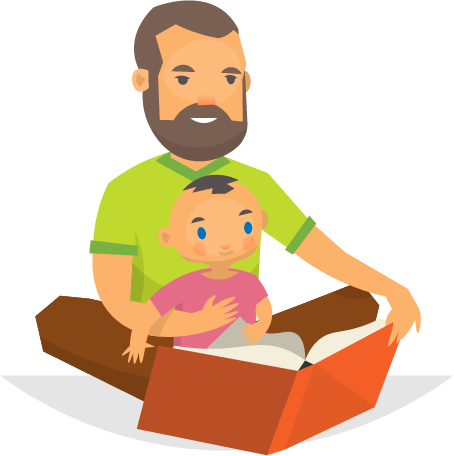 Picture Of Children Reading - Animated Parent And Child Reading (454x456)