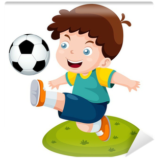 Illustration Of Cartoon Boy Playing Soccer Wall Mural - Imagenes De Cultura Fisica Animadas (400x400)