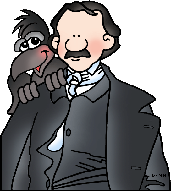 Free United States Clip Art By Phillip Martin, Famous - Edgar Allan Poe Clipart (583x648)