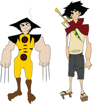 Anime/comic Animix Hero Or Fighter Illustration - Drawing (359x405)