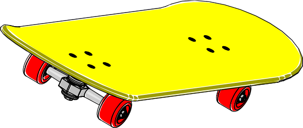 Yellow Clipart Skateboard - Yellow Skateboard Clipart (600x255)