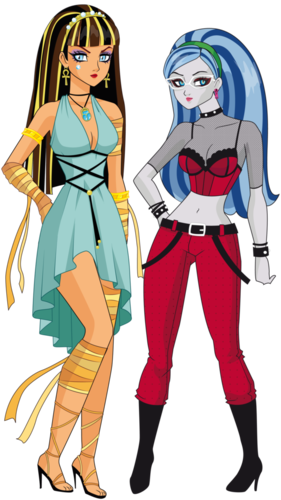 Monster High Wallpaper Containing Anime Titled Cleo - Cleo De Nile And Ghoulia Yelps (281x500)