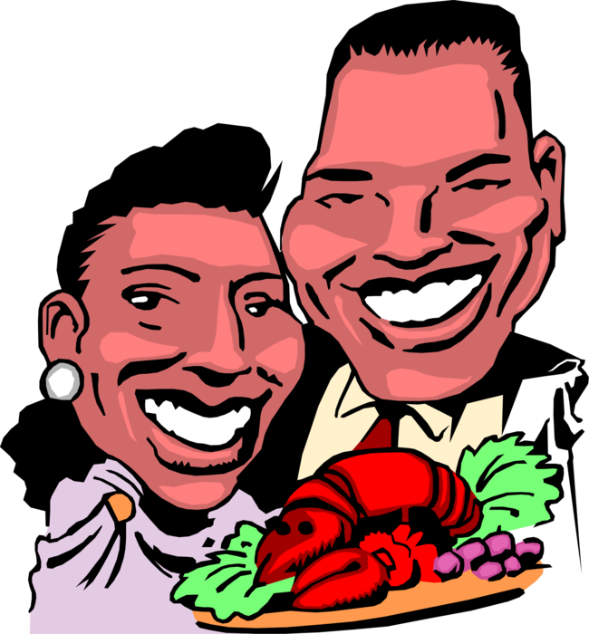 Vector Illustration Of African American Couple Enjoy - Cartoon Couples (650x700)