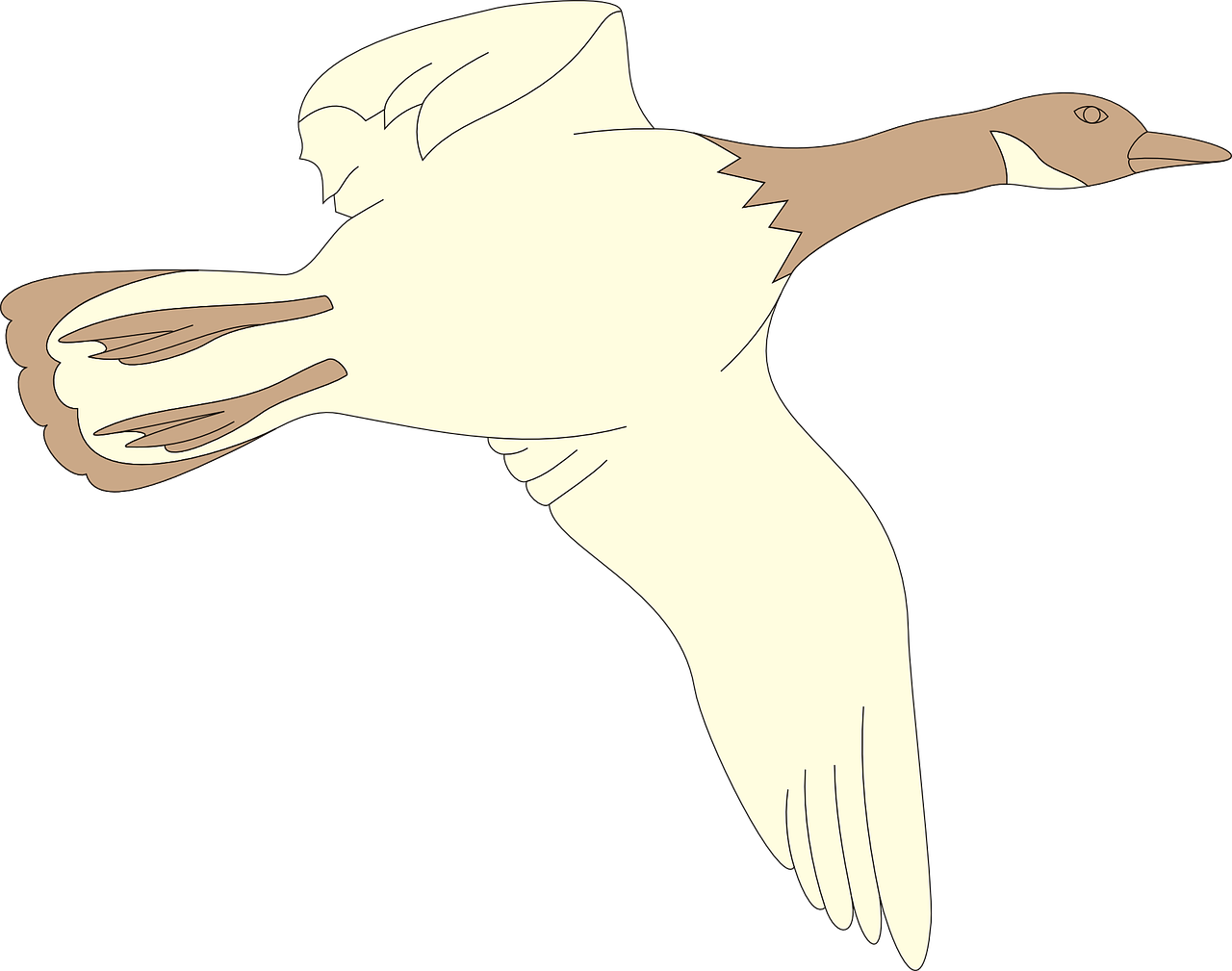 Goose Flying Bird White Brown Transparent Image - Flying Goose Clipart (1280x1009)