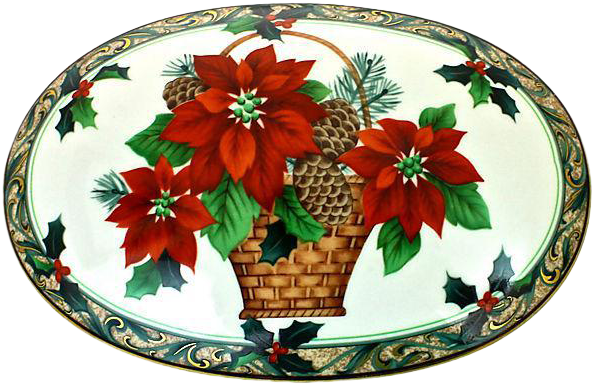 Vintage Mikasa Christmas Box With Poinsettia Motif - Bone China (620x422)