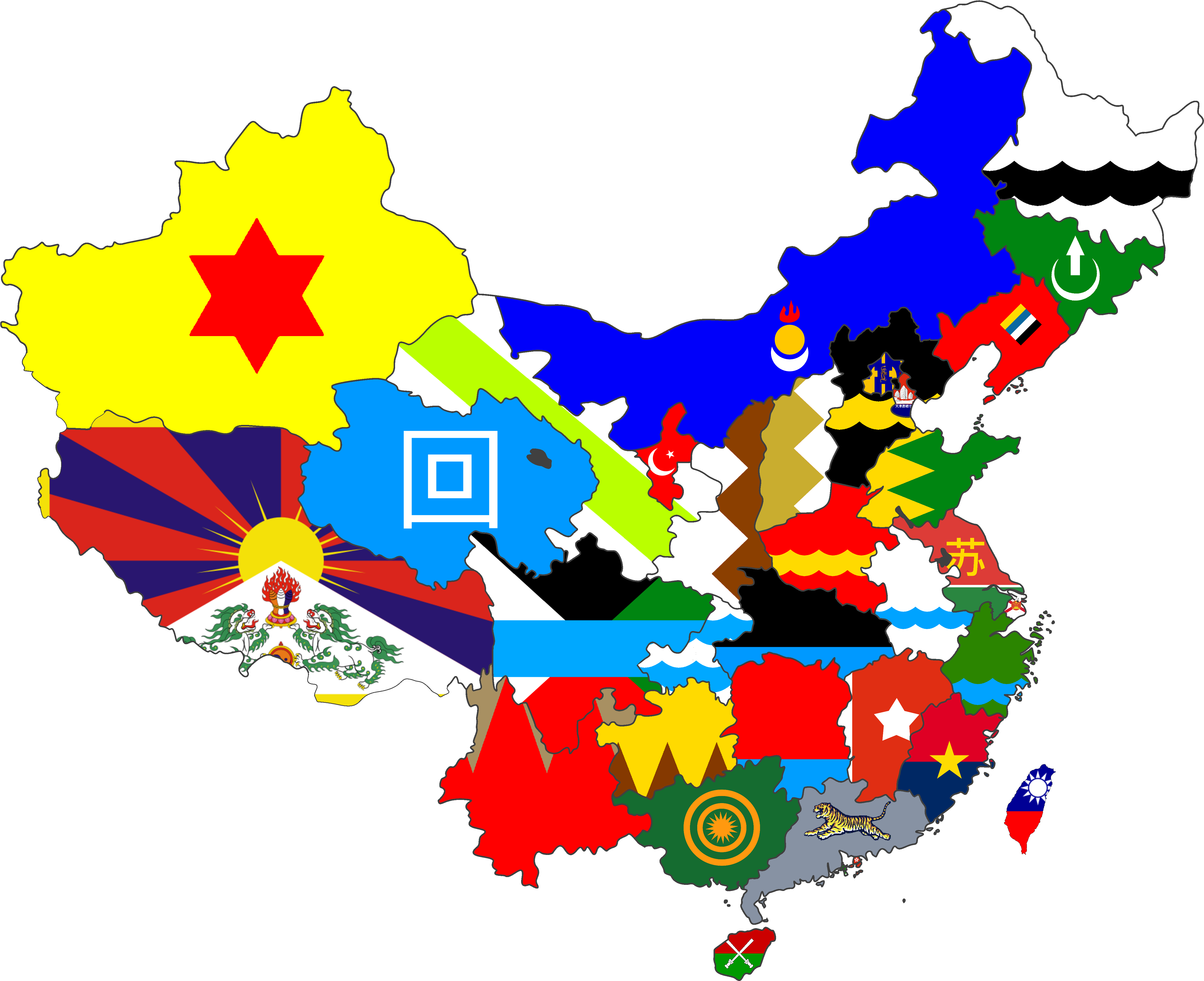 Flag-map For Provinces Of China - Map Of China (5000x4078)