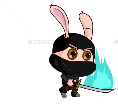 Rabbit Samurai Character Spritesheet - Cartoon (419x392)