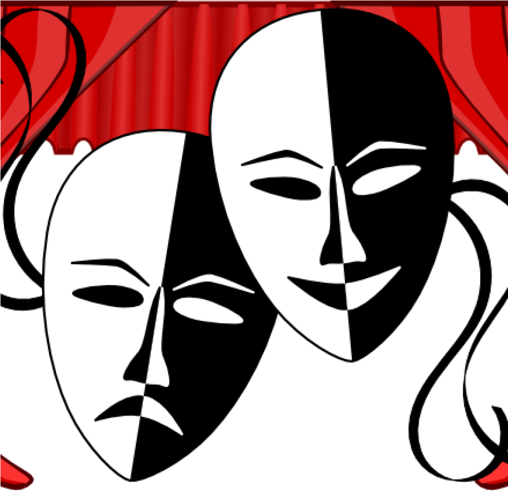 Theatre Clip Art Theatre Masks Clip Art At Clker Vector - Drama Mask Black And White (1024x1024)