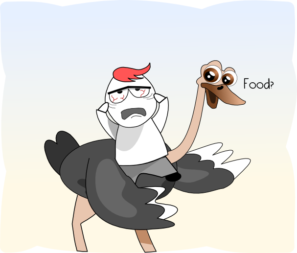 Ostrich Ride - Cartoon (607x517)