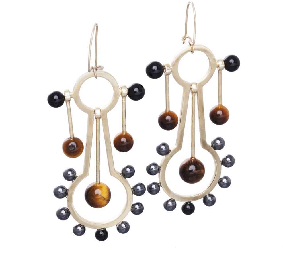 Yellow Gold 'swinging Pendulum' Earrings - Earrings (1000x1000)