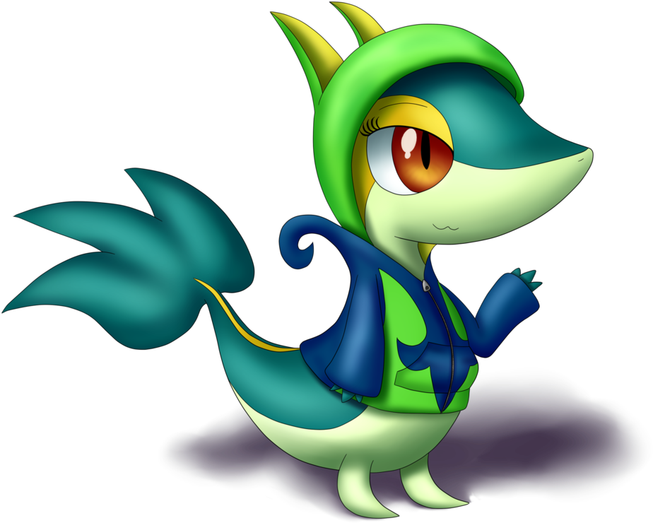 Snek Wearing A Snek Hoodie By Evandamaster - Snivy Wearing A Hoodie (987x810)