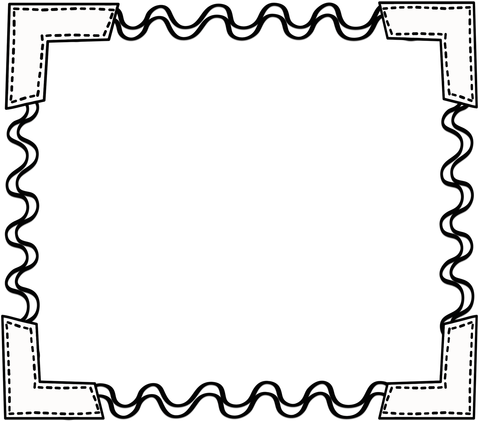 Monochrome Clipart Frame - Black And White Border (1600x1408)