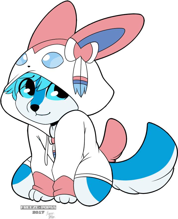 [ych Commission] Frosty Sylveon Hoodie - Cartoon (1093x1057)