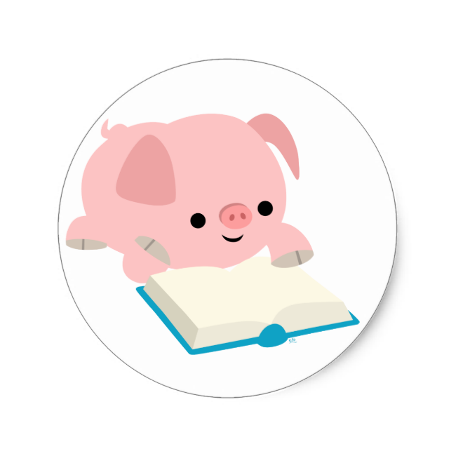 Cute Cartoon Reading Piglet Sticker - Cartoon (650x650)