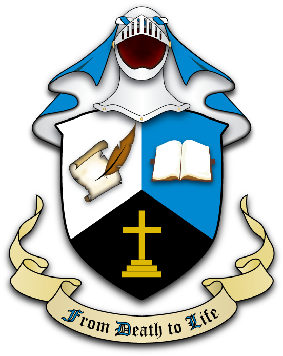 Per Pall Inverted, Argent, Azure And Sable, In Dexter - Bible Coat Of Arms (612x792)