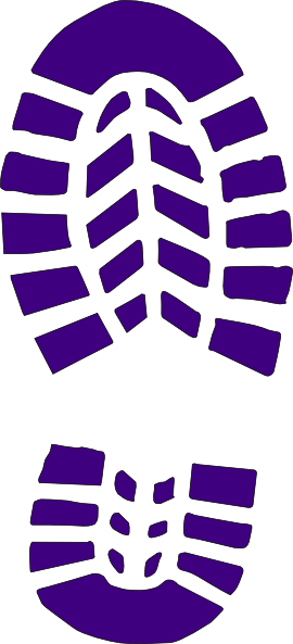Large Purple Boot Print Clip Art - Boot Print Vector (270x593)