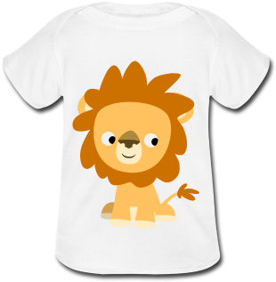 Cute Inquisitive Cartoon Lion Baby Organic Short Sleeve - Cute Cartoon Lion (378x378)