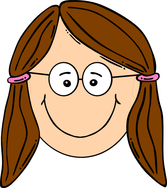 Light Skin Smiling Lady With Glasses Clip Art At Clker - Sad Girl Face Cartoon (534x600)