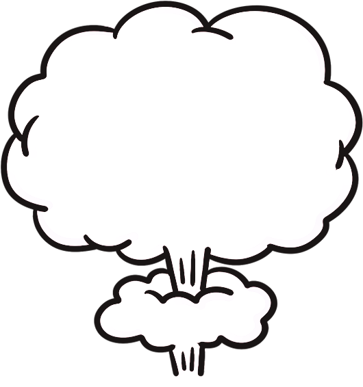 Mushroom Cloud Cartoon Explosion - Thinking Text (640x640)