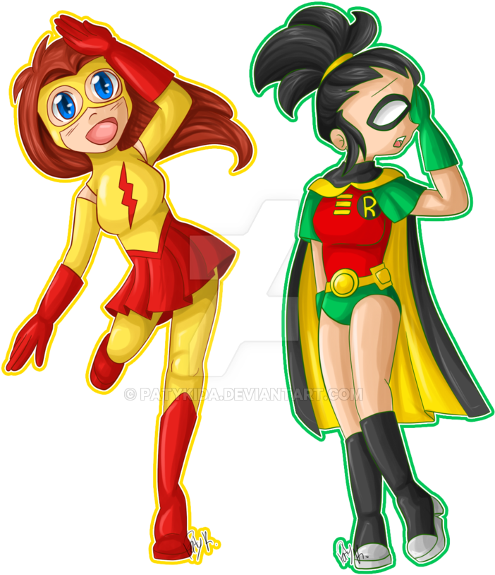 Girl Kid Flash And Girl Robin By Audinitia - Girl Version Of Robin (800x844)