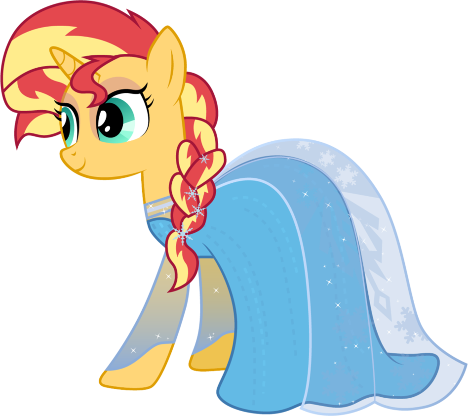 Sunset Shimmer As Elsa By Cloudyglow - Sunset Shimmer Pony Dress (948x842)