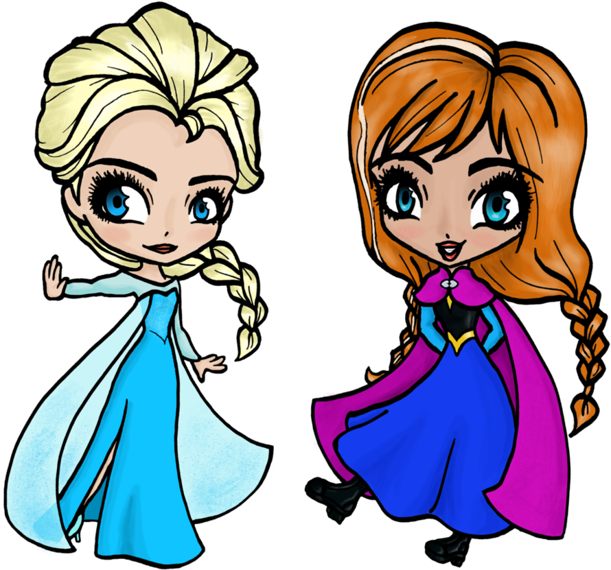 Anna And Elsa Chibi - Coloured In Pictures Of Elsa (948x842)