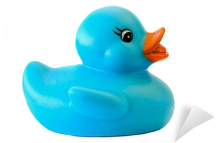Blue Plastic Duck A Over White Background Wall Mural - Stock Photography (400x400)