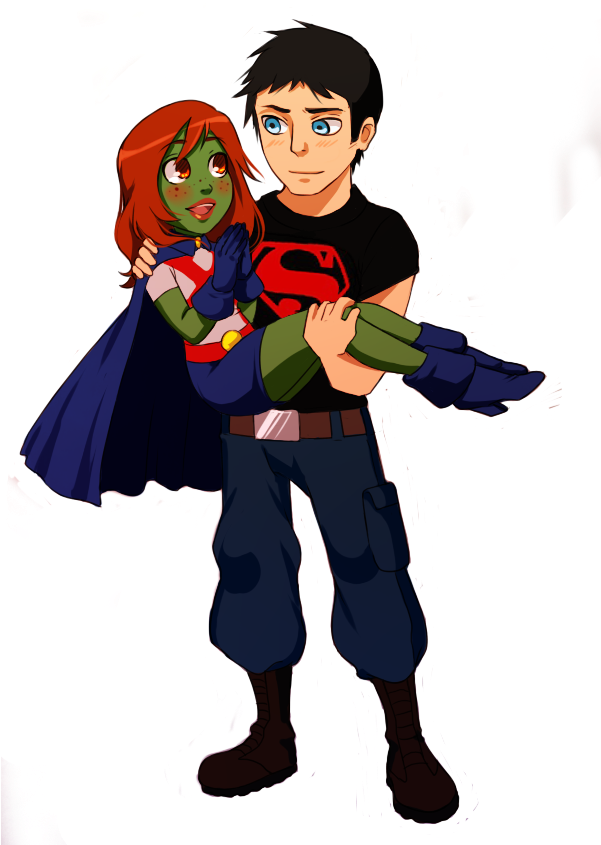 Miss Marte E Superboy - Superboy Beijando Marciana Os Desenhos Animados (600x871)