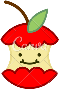 Red Apple Core Cute Cartoon - Apple Core Cartoon (550x550)