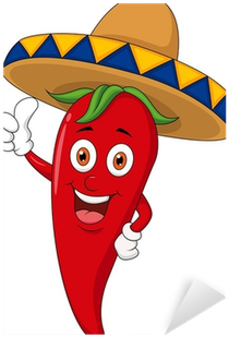 Vinilo Pixerstick Dibujos Animados Chili Con Sombrero - Mexican Chili Vector (400x400)