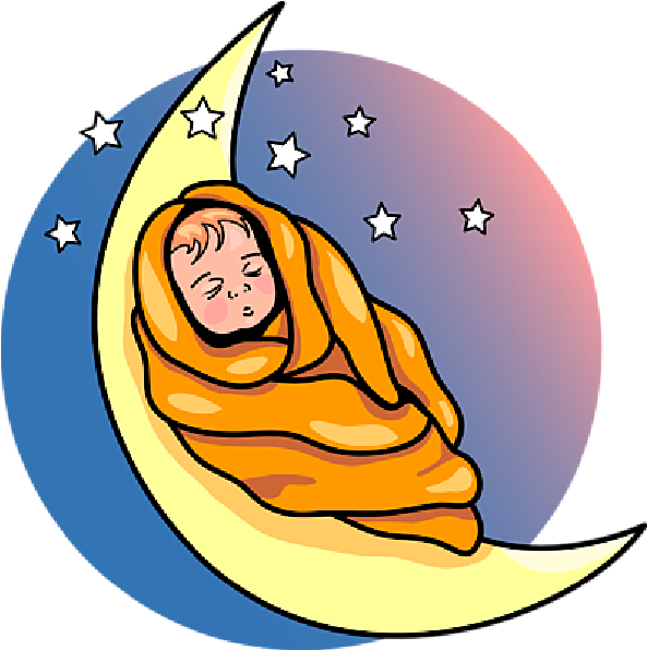 Baby On The Moon Cartoon Clip Art Images - Baby Sleeping On Moon Clip Art (600x600)