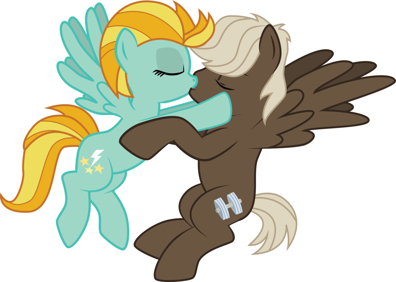 Benybing, Blushing, Dumbbell, Female, Kissing, Lightningbell, - Mlp Lightning Dust X (1280x911)