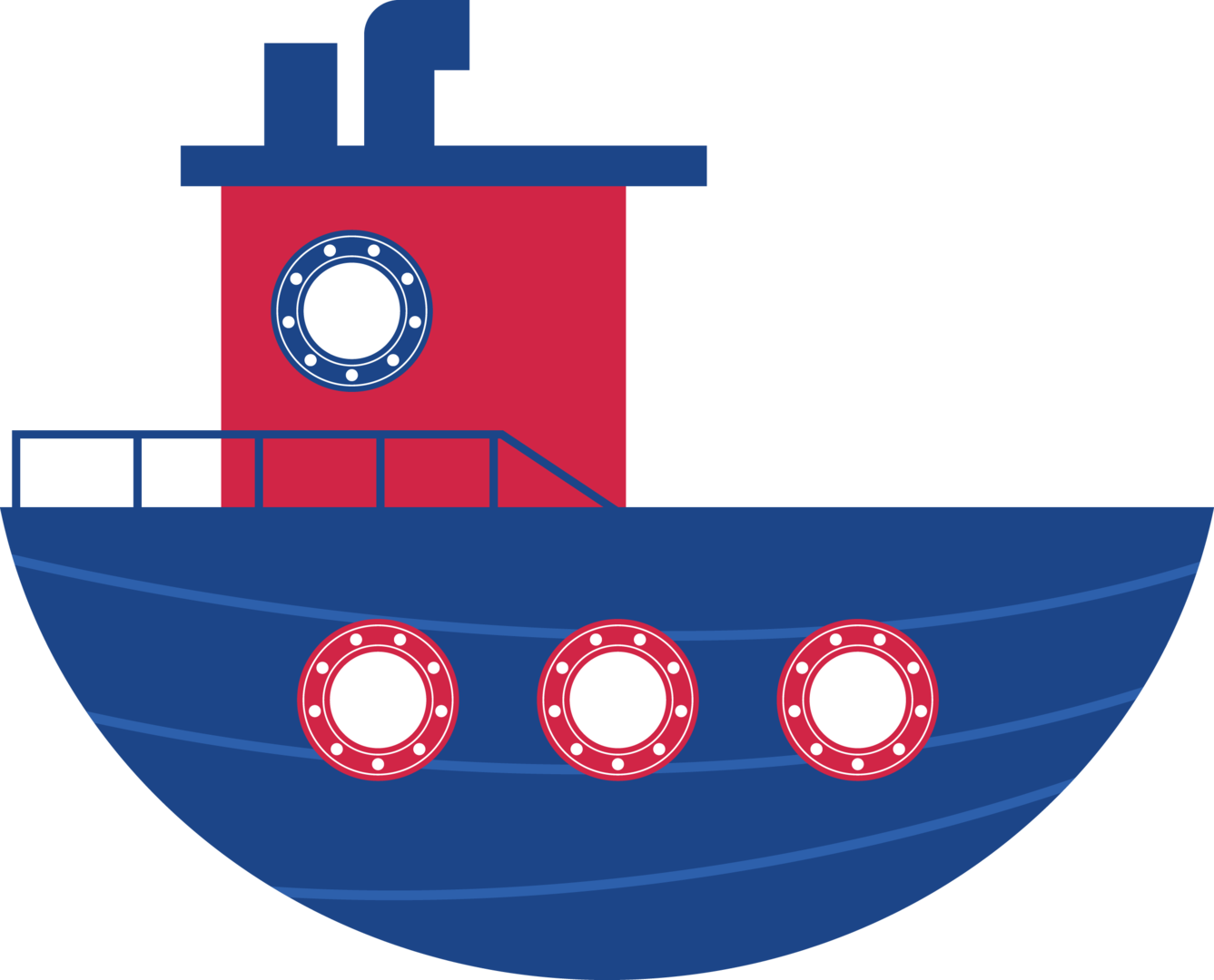 Tug Boat - Barco Azul Y Rojo (1337x1080)