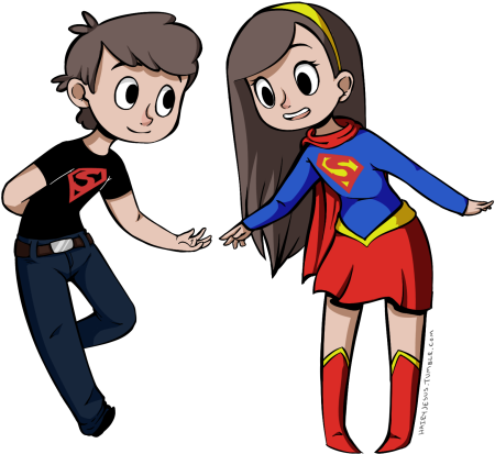 “ Dipper And Mabel Cosplaying Super Boy And Super Girl - Cartoon (500x441)