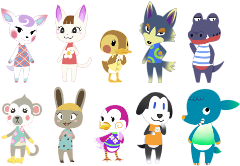 I Randomly Decided To Draw Out The Current Villagers - Cartoon (500x344)