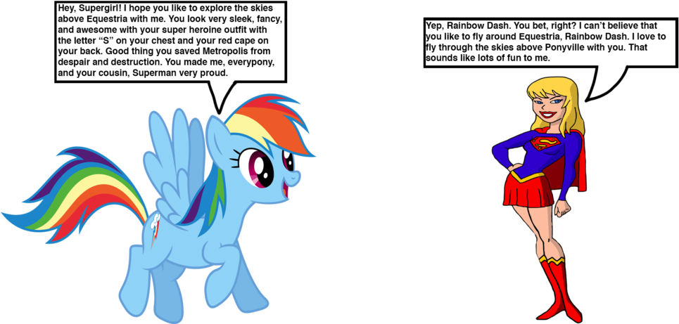 Rainbow Dash Meets Supergirl By Darthraner83 - My Little Pony Journal (1024x528)