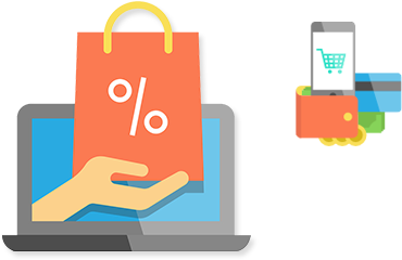 Online Shopping With Cartoon Png (440x340)