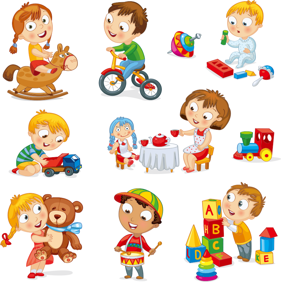 Child Toy Play Cartoon - Cartoon Children Playing With Toys (1000x1000)