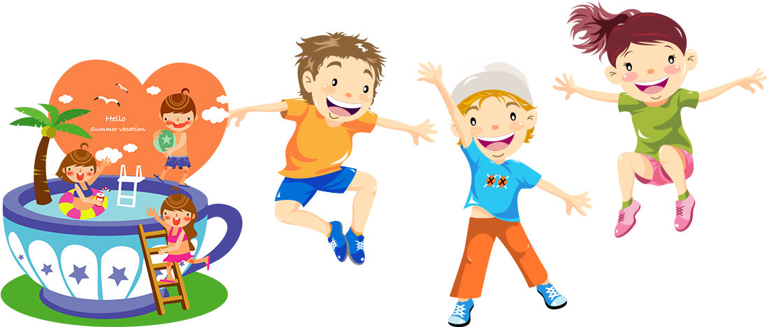 Child Play Jumping Illustration - Happy Children (1232x725)