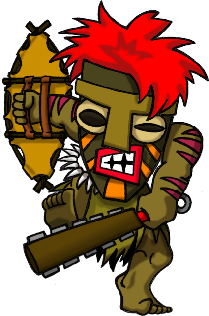 Tiki Warrior By Jonliland - Tiki Warrior Cartoon (437x685)